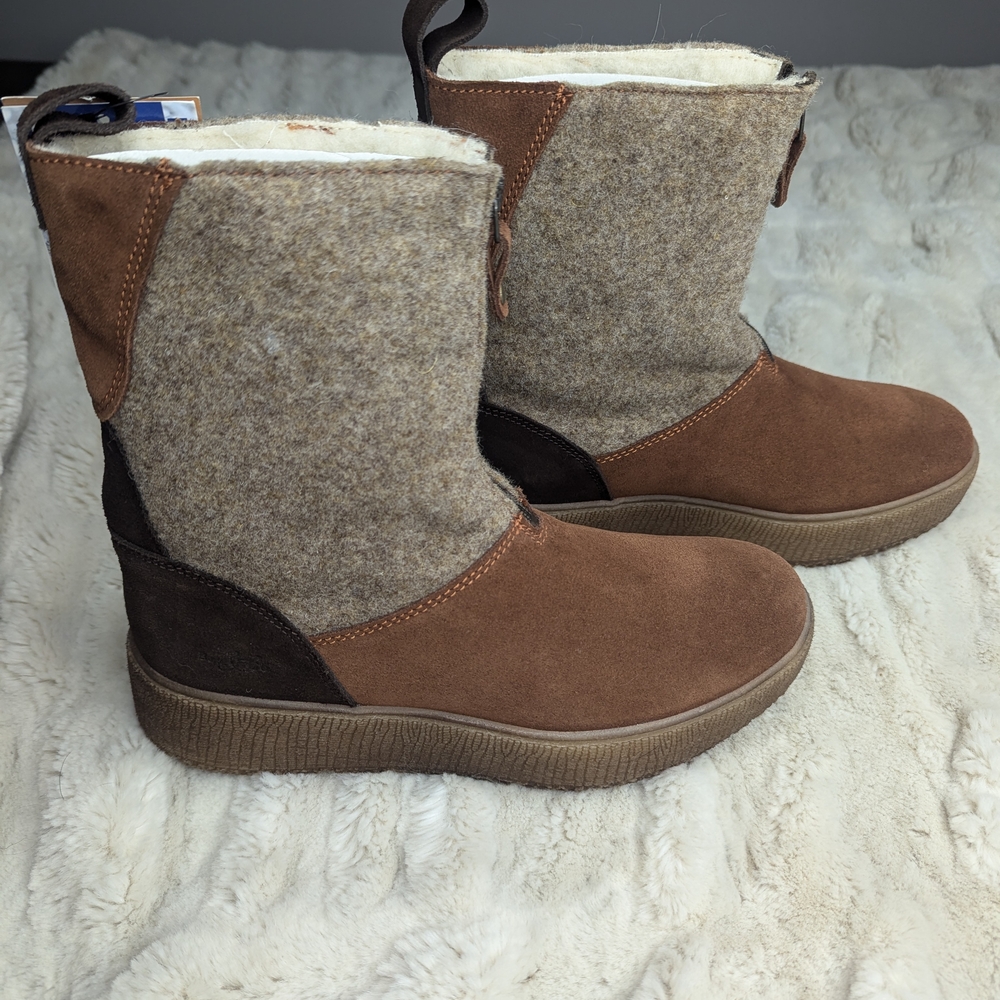BNWT BOS. & CO. WHISKEY BEIGE COFEE ZIP UP BROWN LEATHER BOOTS, EURO SIZE 40